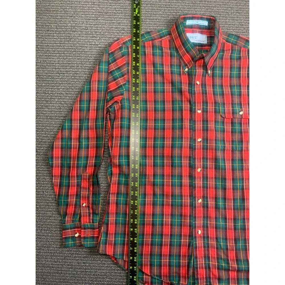 Vintage Levi's Colorgraphs Plaid Shirt Mens M Long Sleeve Button Down Christmas